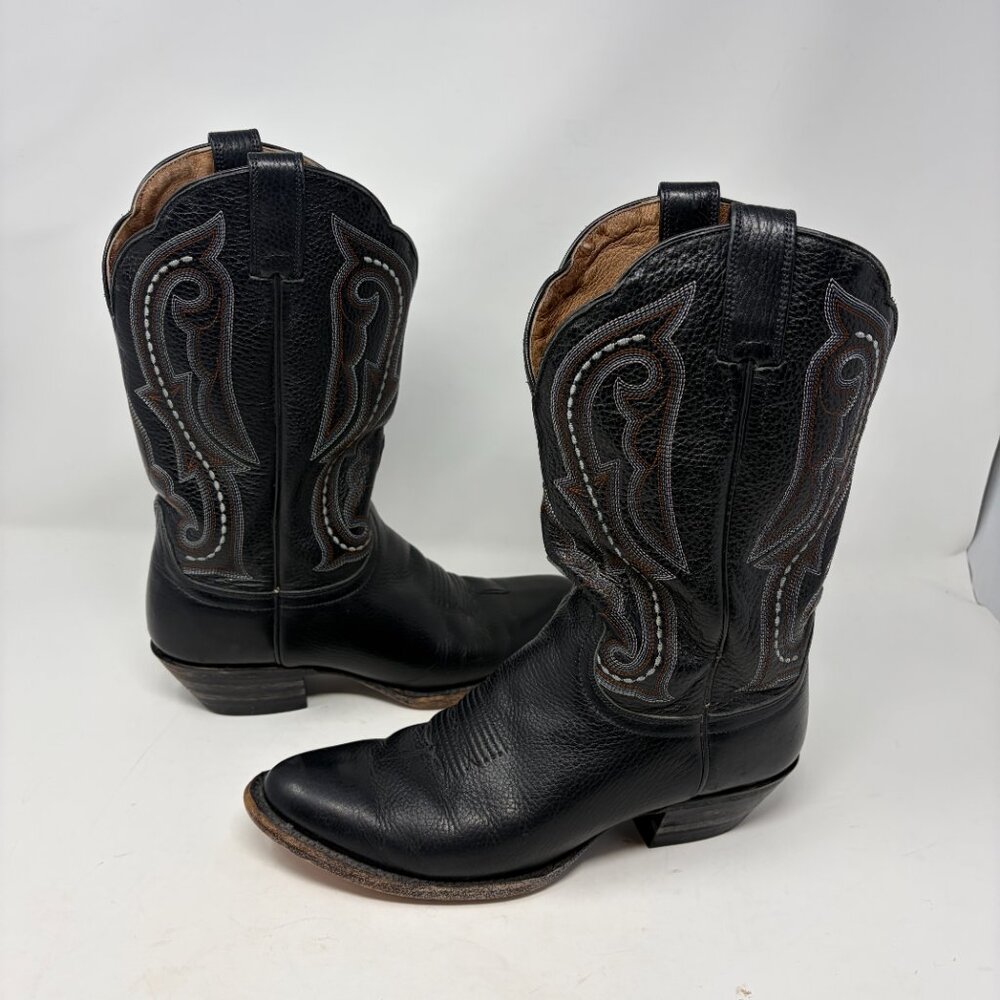 Ariat Black Western Cowboy Boots with Brown Accents - Picture 10 of 11